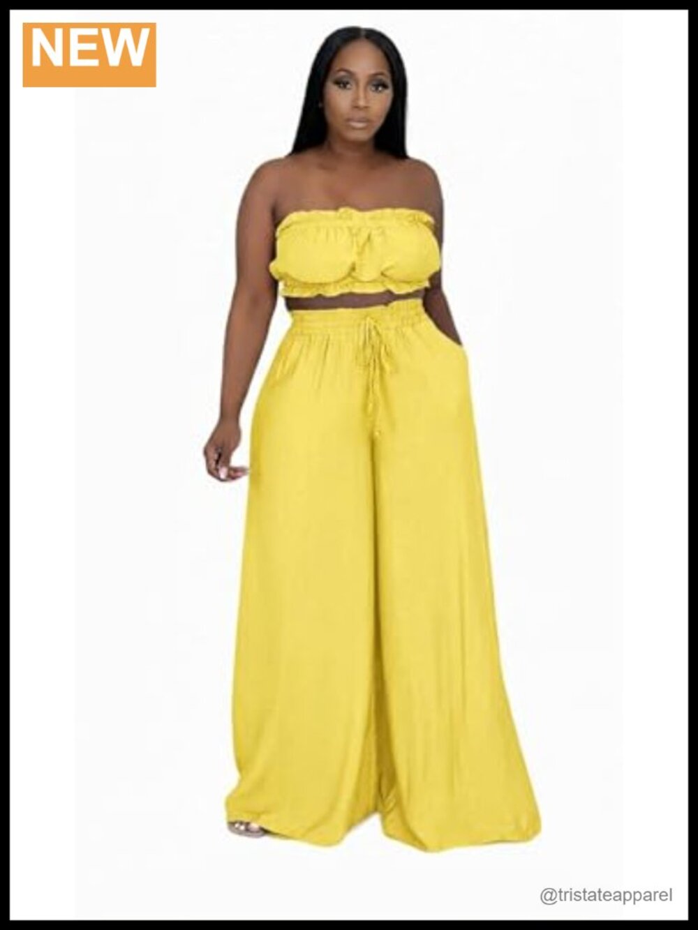 Two Piece Set Sleeveless Crop Top Wide Leg Pants Summer Beach - Picture 5 of 6